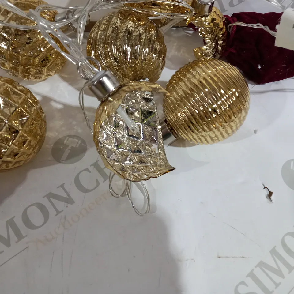 ALISON CORK MERCURY GLASS SET OF 10 BAUBLE LIGHT STRAND