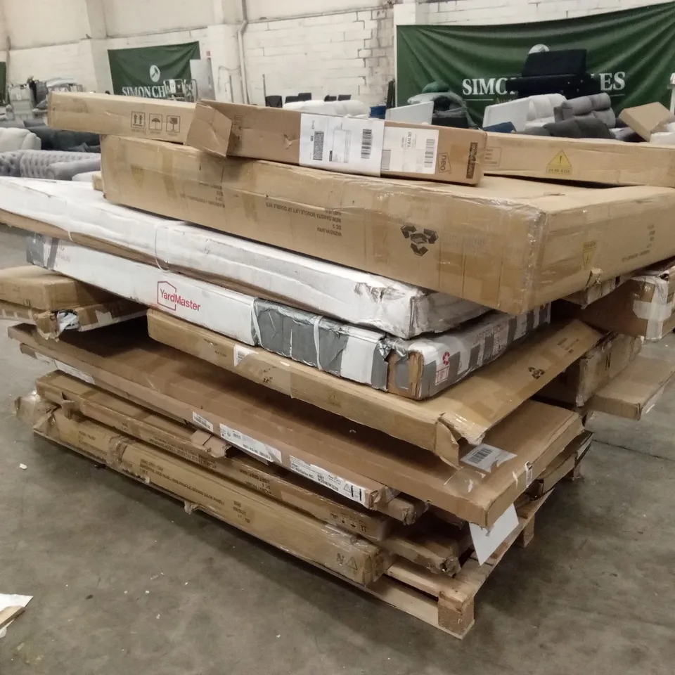 PALLET OF ASSORTED INCOMPLETE FURNITURE PARTS AND PIECES