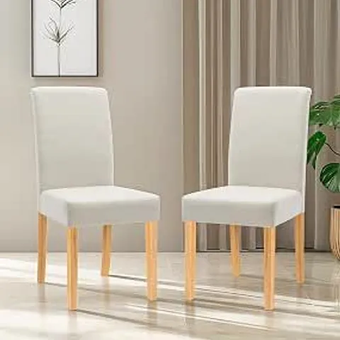 BOXED HALLOWOOD FURNITURE PREMIUM LINEN FABRIC DINING CHAIRS SET OF 2 IN BEIGE