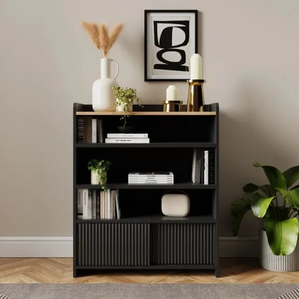 BOXED GEORGI LOW BOOKCASE - BLACK (1 BOX)