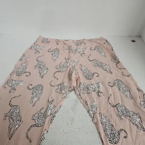 M&S WOMEN'S PINK LEOPARD PRINT LOUNGE PANTS - XL