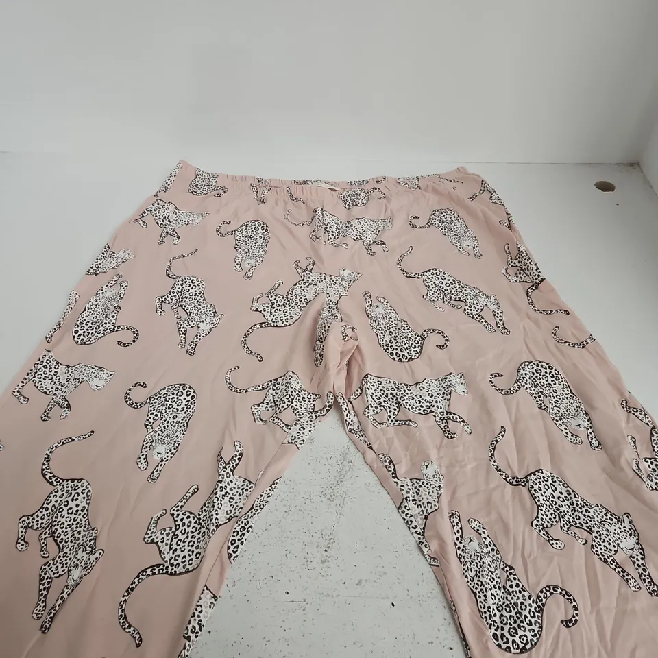 M&S WOMEN'S PINK LEOPARD PRINT LOUNGE PANTS - XL