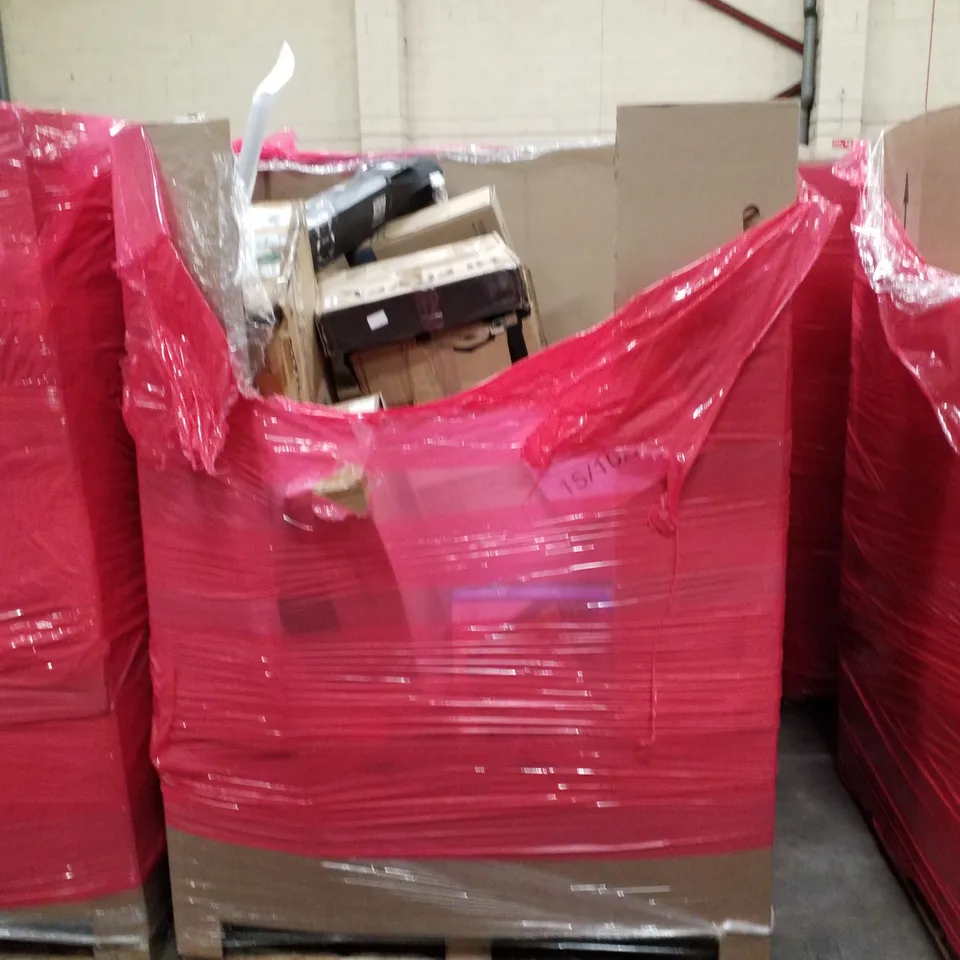 PALLET OF ASSORTED PRODUCTS INCLUDING SHREDDER, AIR FRYER, COMPUTER PRIVACY SCREEN, LAPDESK, STANDING SHOE RACK