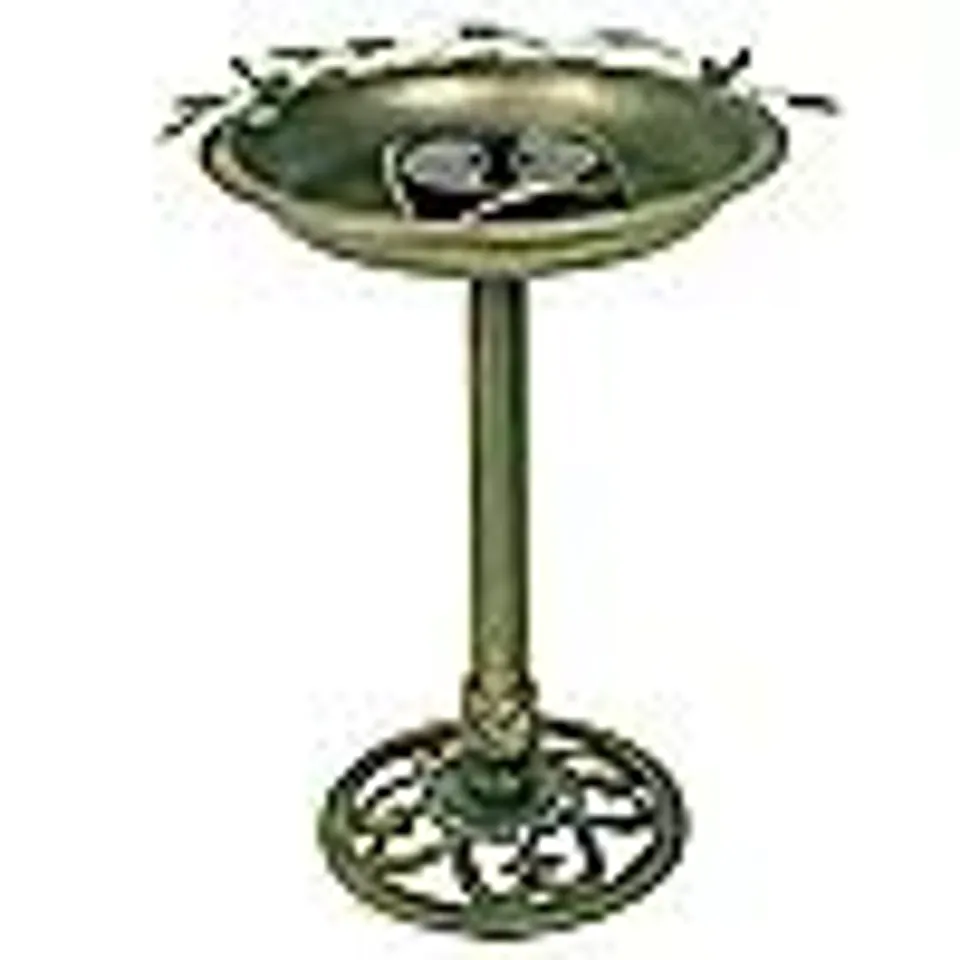 BERNINI SOLAR COLOUR CHANGING STEEL BIRD BATH FOUNTAIN
