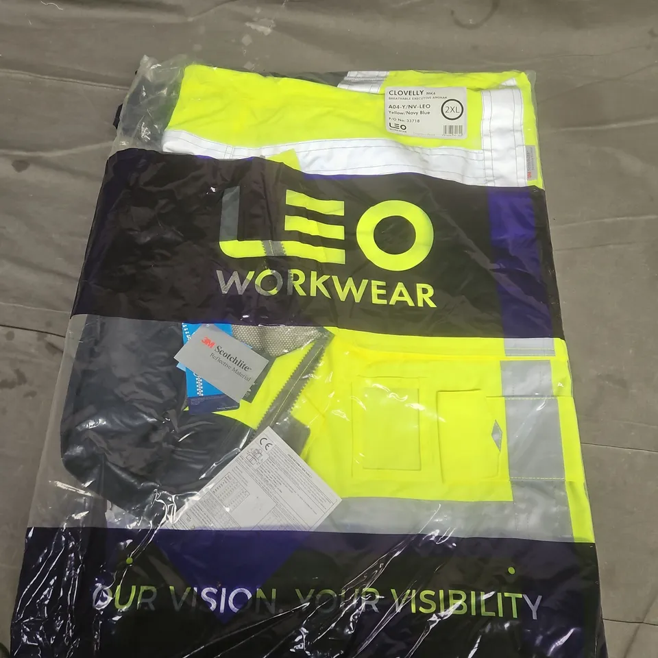 BAGGED LEO WORKWEAR CLOVELLY BREATHABLE EXECUTIVE ANORAK IN YELLOW/NAVY (AO4-Y/NV-LEO) - 2XL