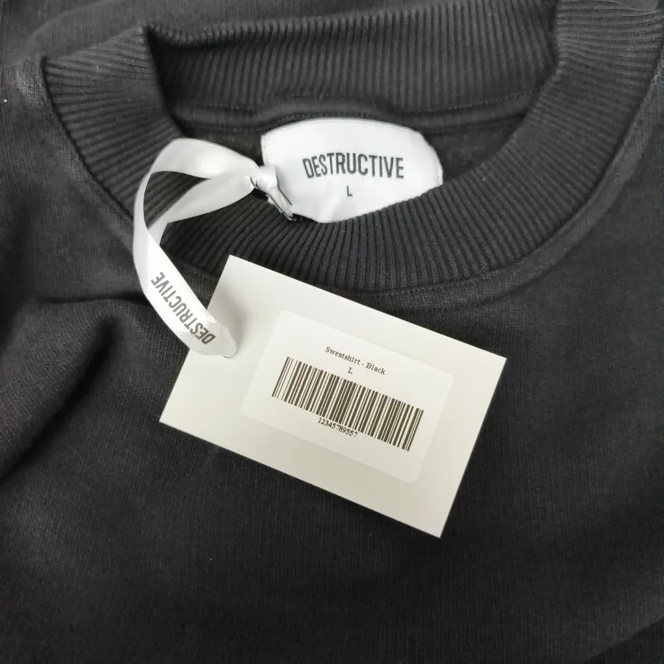 DESTRUCTIVE SWEATSHIRT - BLACK, SIZE L