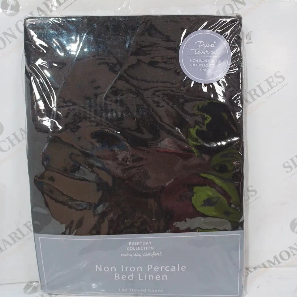 EVERYDAY COLLECTION NON-IRON PERCALE BED LINEN DUVET COVER SET IN BLACK - SINGLE