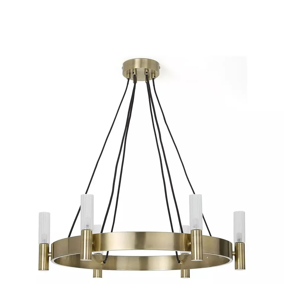 FRANCIS 6 LIGHT WHEEL PENDANT - ANTIQUE BRASS - COLLECTION ONLY 