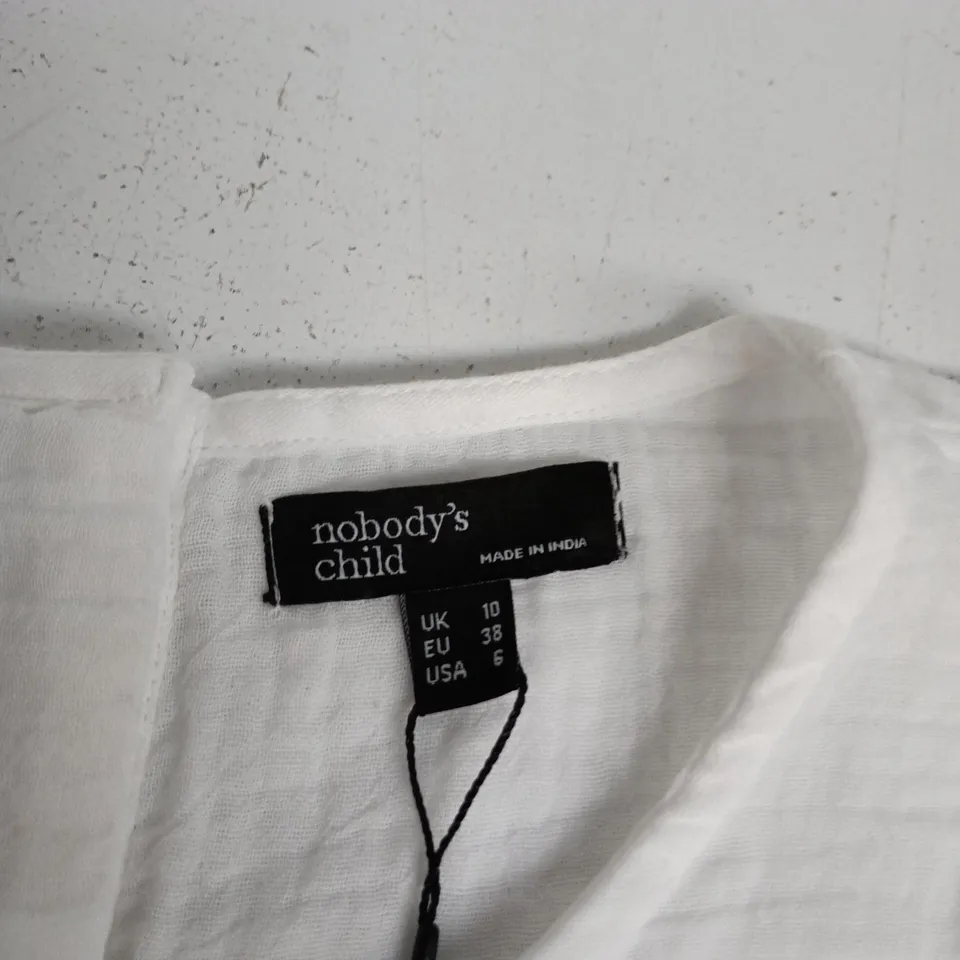 NOBODY'S CHILD SHIRTING TOP DOUBLE GAUZE – WHITE, UK 10 (EU 38, USA 6)