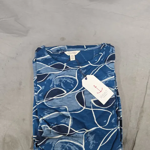 SEASALT CORNWALL WOMEN'S TOP – ORGANIC COTTON, UK 10, BLUE ABSTRACT PRINT