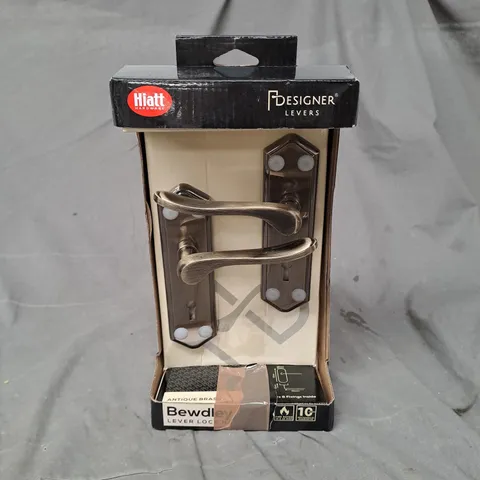 BOXED BEWDLEY LEVER LOCK DOOR HANDLE ANTIQUE BRASS