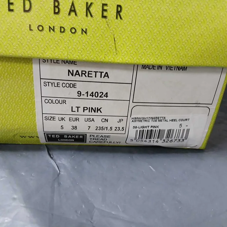 TED BAKER LONDON NARETTA LT PINK POINTED-TOE HIGH HEEL – UK 5