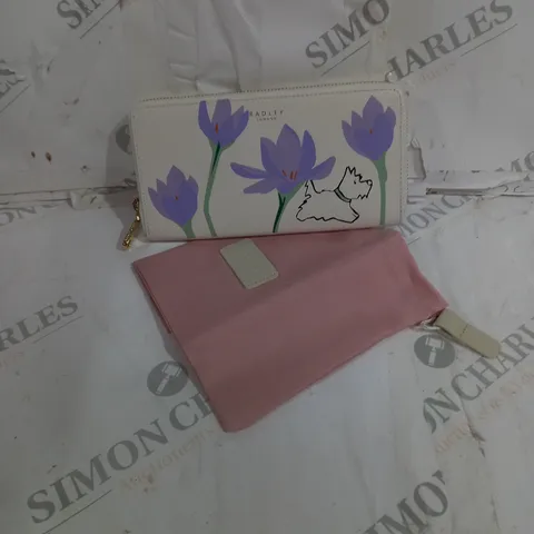 RADLEY LONDON SPRING BULBS LEATHER PURSE IN CHALK WITH PINK POUCH