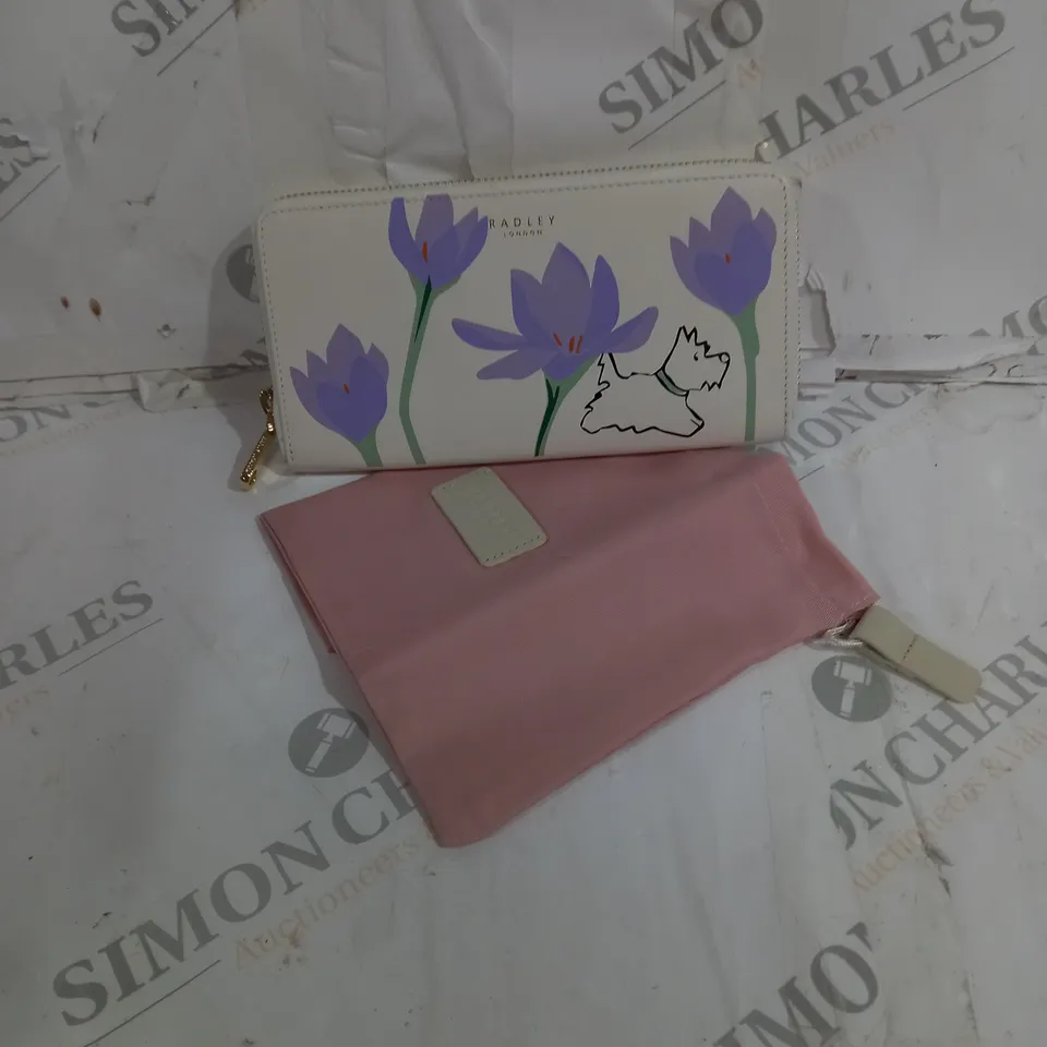 RADLEY LONDON SPRING BULBS LEATHER PURSE IN CHALK WITH PINK POUCH