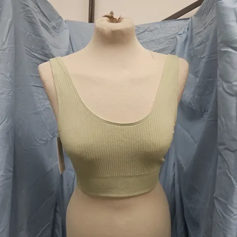 BOODY RIBBED SEAMFREE CROP TOP – SAGE – SIZE M