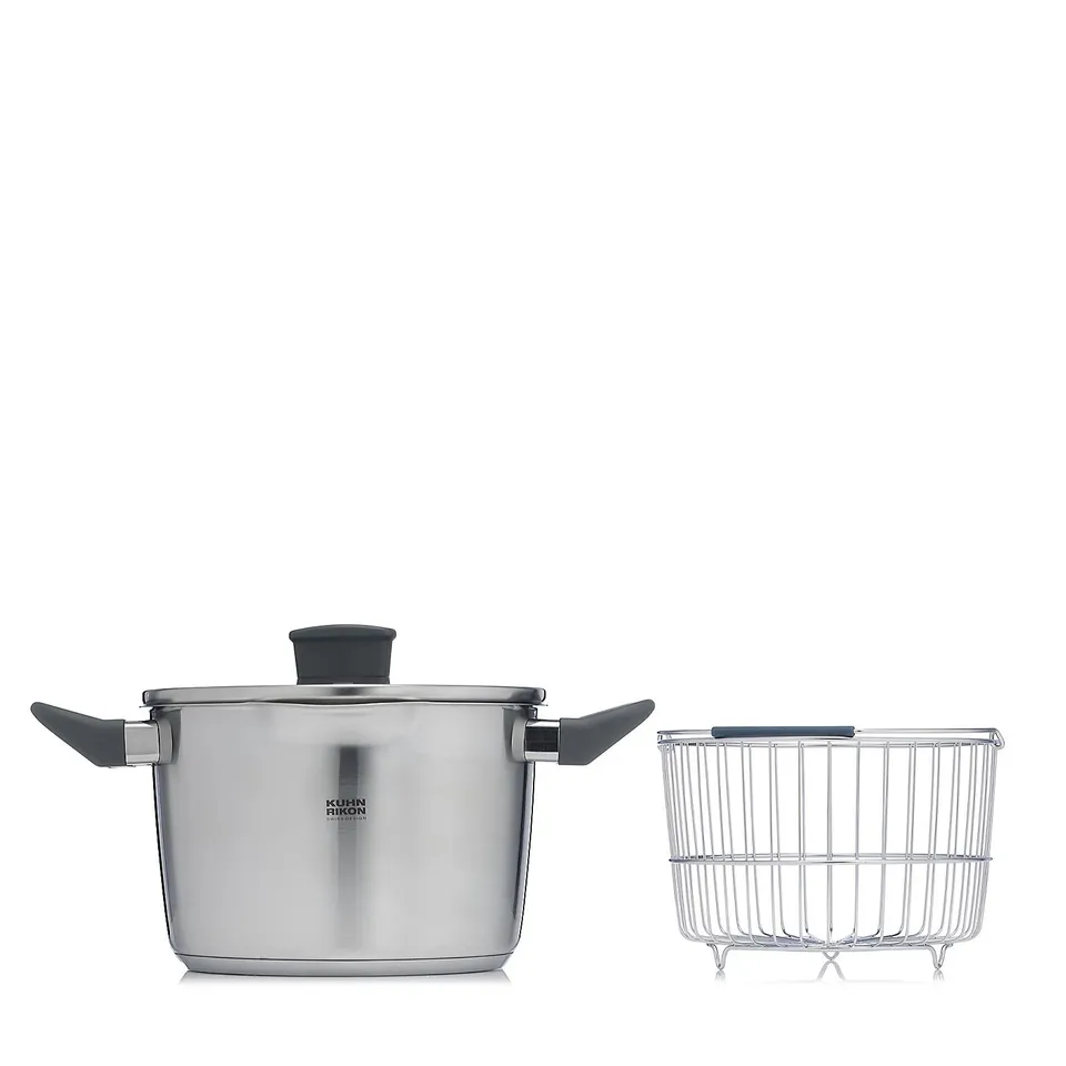 KUHN RIKON STRAINING STOCKPOT 3.8L W/ STEAMER BASKET & LOCKING LID