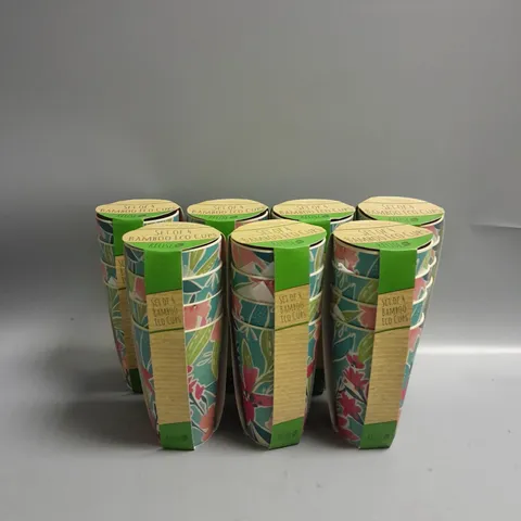 LOT OF 7 BAMBOO ECO CUPS SET OF 4