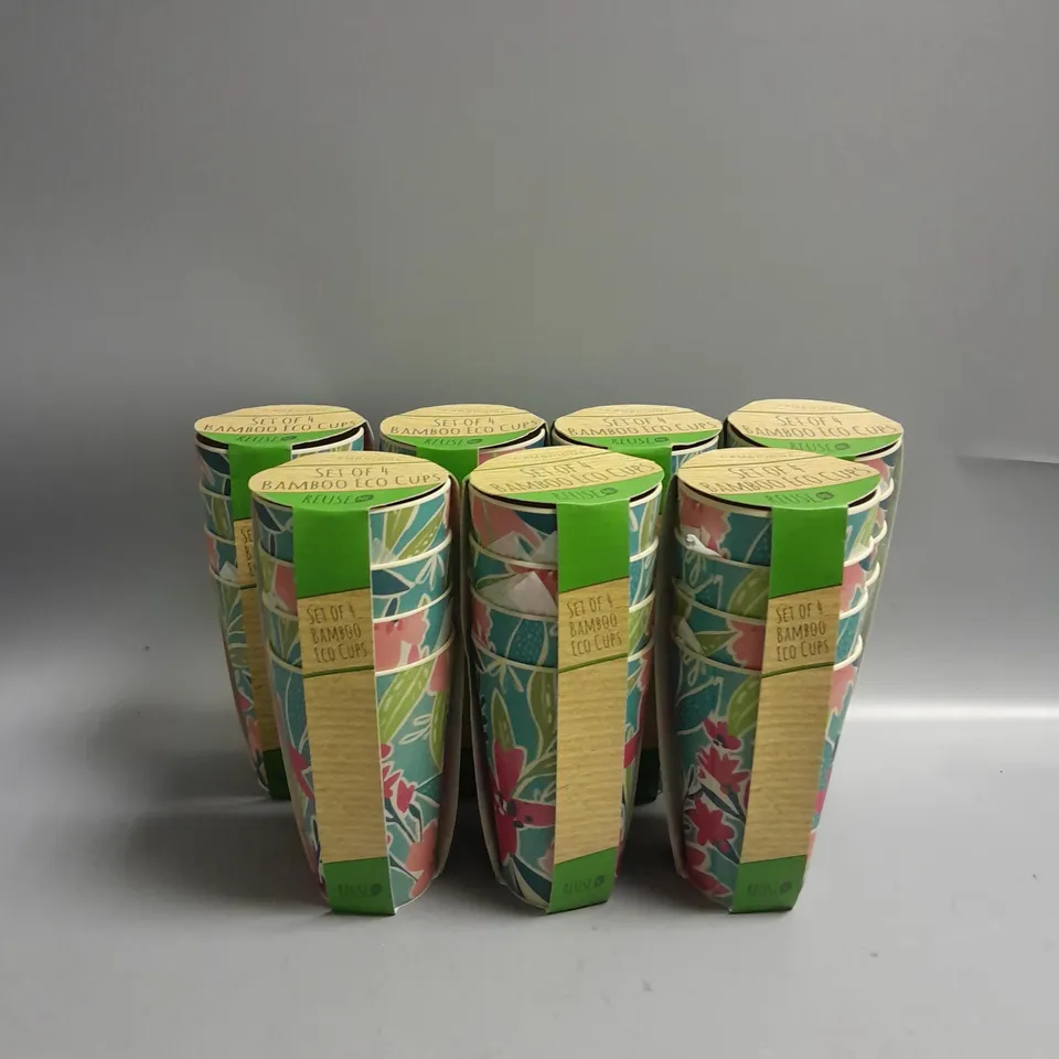 LOT OF 7 BAMBOO ECO CUPS SET OF 4