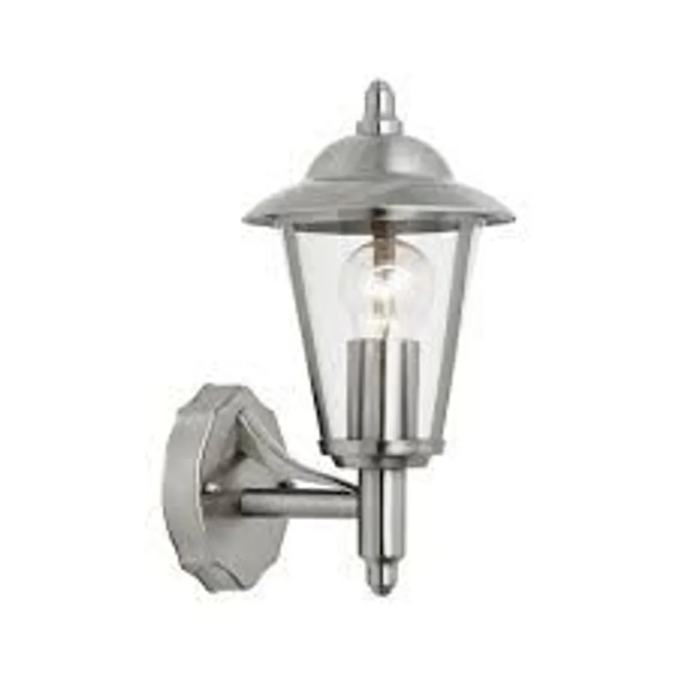 BOXED ENDON LIGHTING YG-862-SS KLIEN POLISHED STAINLESS STEEL IP44 60W WALL UPLIGHT LANTERN