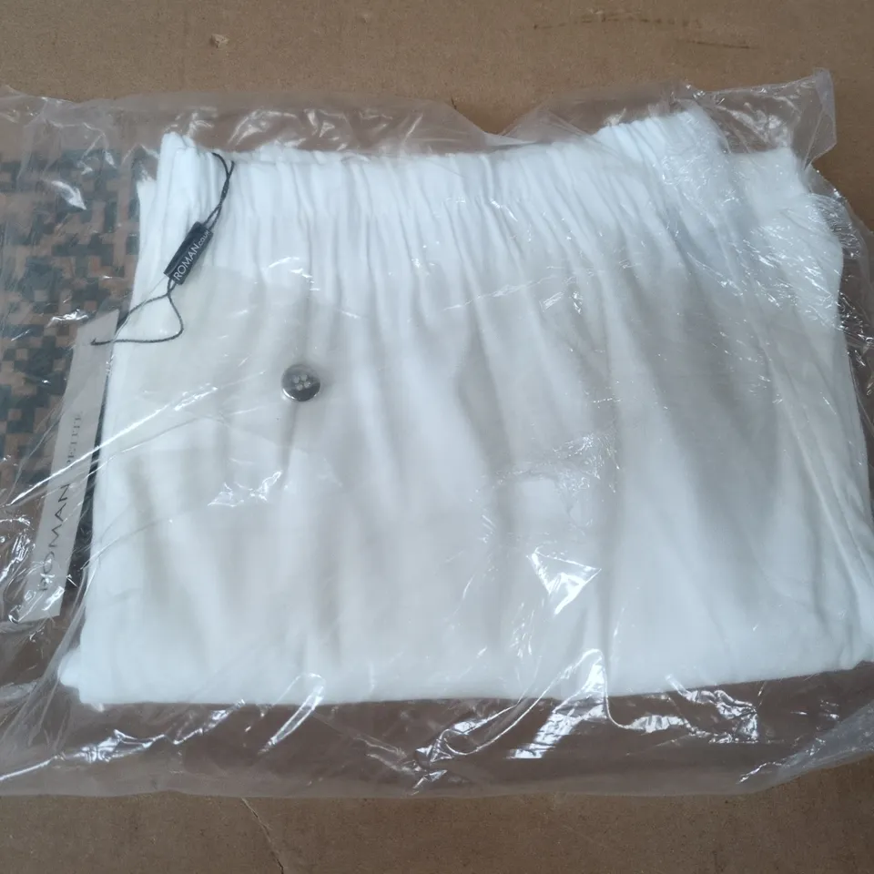 BAGGED ROMAN PETITE BENGALINE TROUSERS IN WHITE - SIZE 18