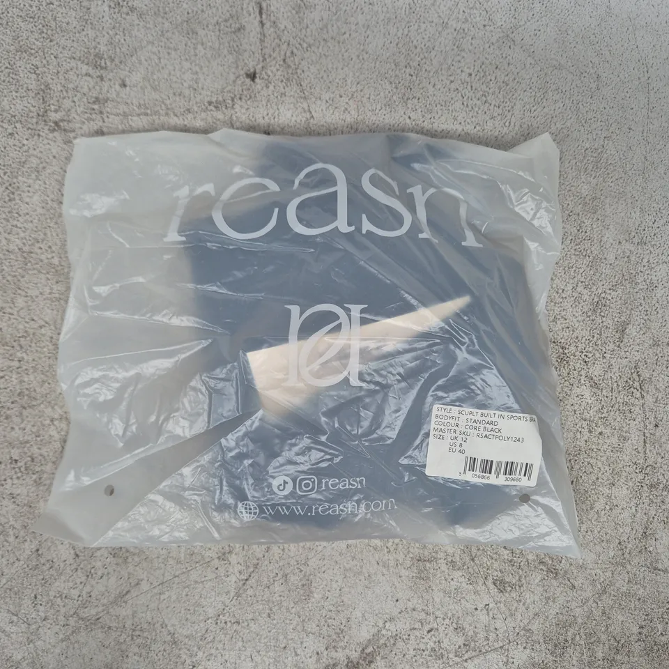 BAGGED REASN SCULPT BUILT IN SPORTS BRA IN CORE BLACK SIZE UK 12