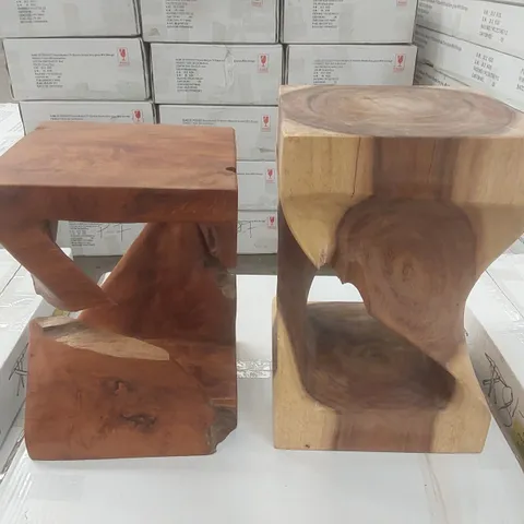 SET OF 2 DAMAGED WOODEN SIDE TABLES