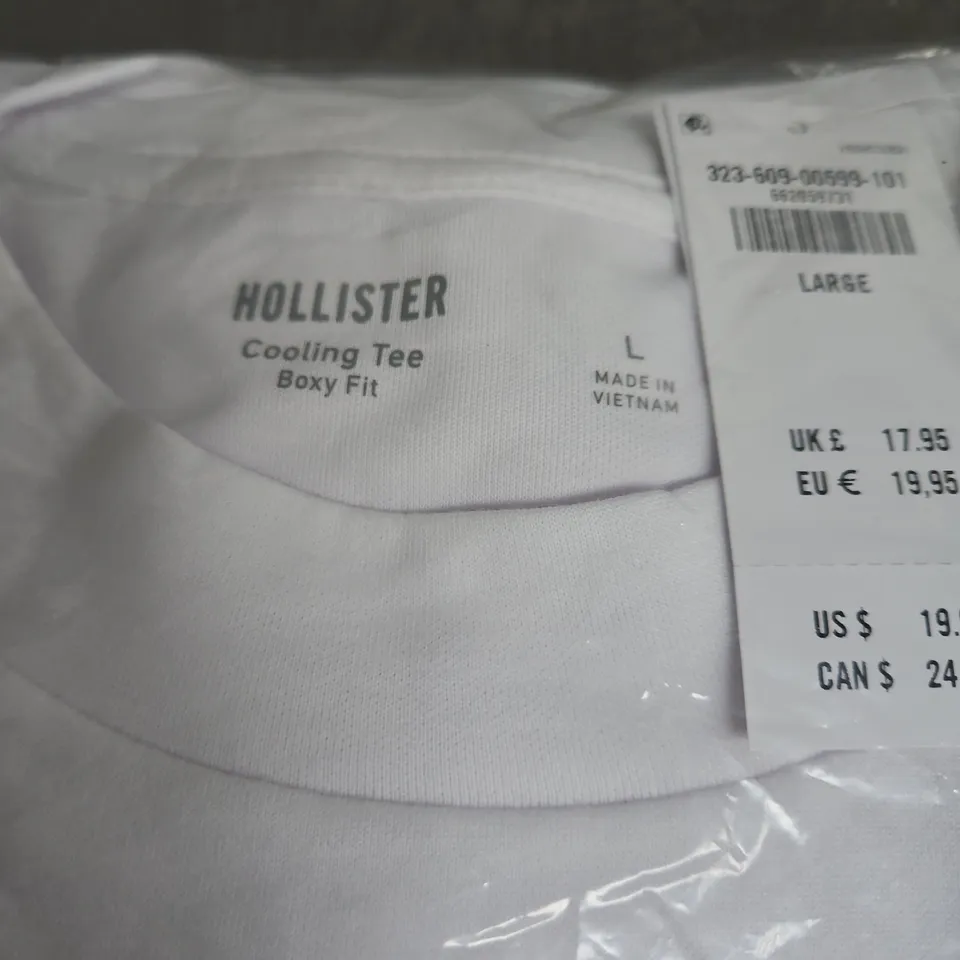 HOLLISTER COOLING TEE BOXY FIT – WHITE, SIZE L (2 PACK)