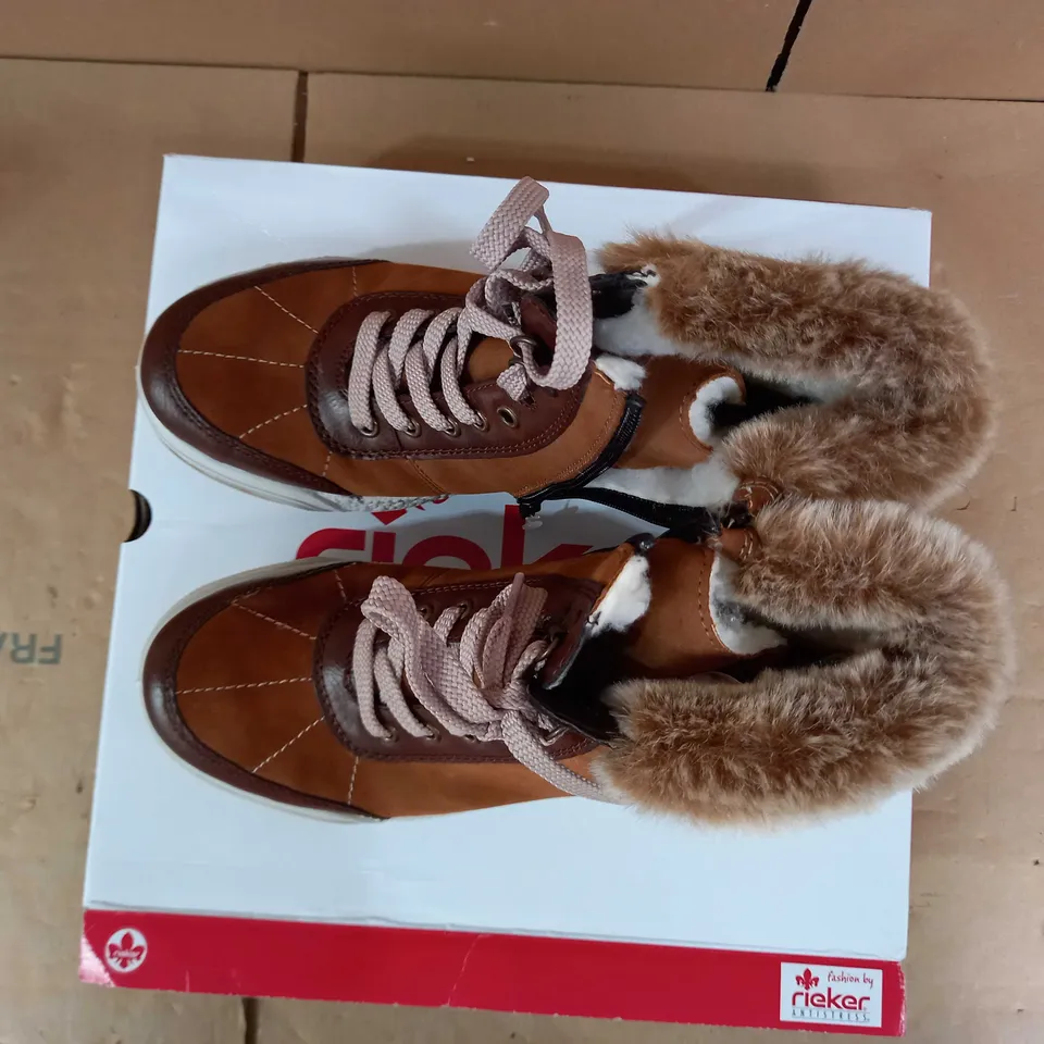 RIEKER LACE UP TAN HIKER BOOTS - SIZE 6