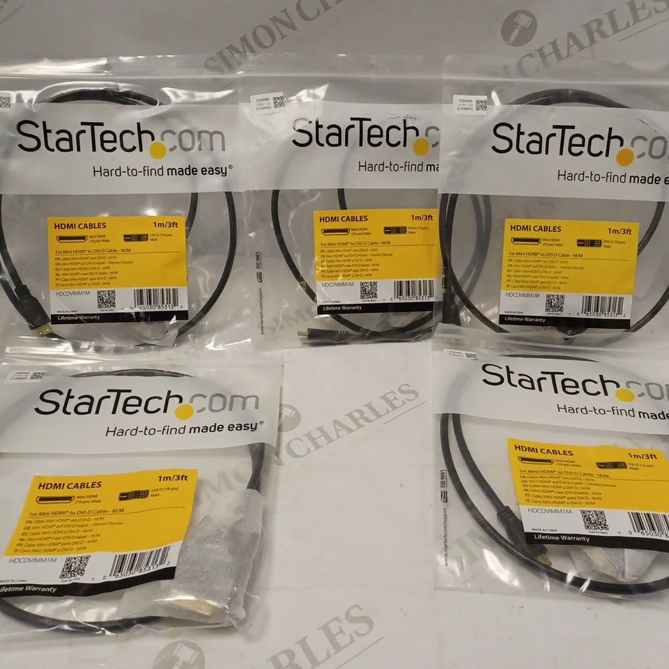 LOT OF 5 STARTECH.COM 1M MINI HDMI TO DVI-D CABLE