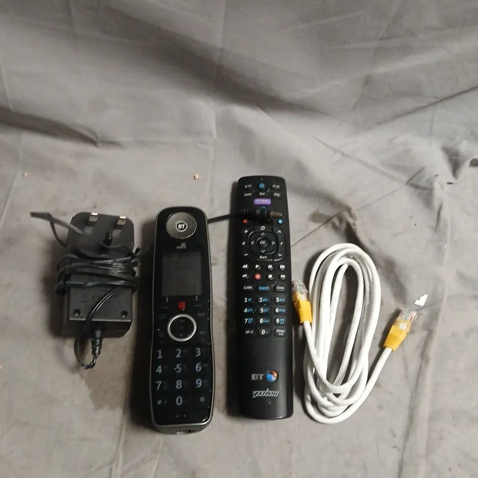 APPROXIMATELY 15 ASSORTED ELECTRICAL PRODUCTS TO INCLUDE PLUG, LANDLINE TELEPHONE HANDSET AND REMOTE CONTROLS