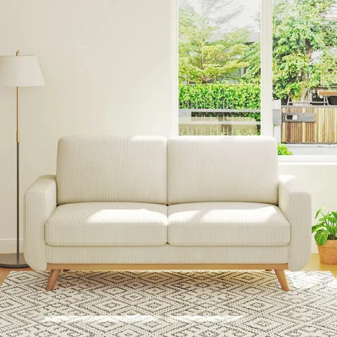 BOXED MODERN CORDUROY 2 SEATER SOFA NO TOOLS REQUIRED INSTALLATION WITH SOLID WOOD FRAME