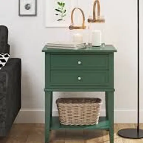 BOXED DOREL FRANKLIN 2 DRAWER HUNTER GREEN ACCENT TABLE