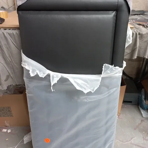 BLACK FAUX-LEATHER UPHOLSTERED BED HEADBOARD PANEL - WRAPPED IN PROTECTIVE PACKAGING