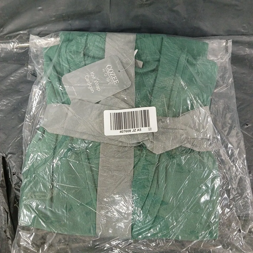 SEALED COZEE HOME KNIT WRAP CARDIGAN IN GREEN - S