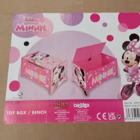 BOXED DISNEY MINNIE MOUSE DELUXE WOODEN TOY BOX