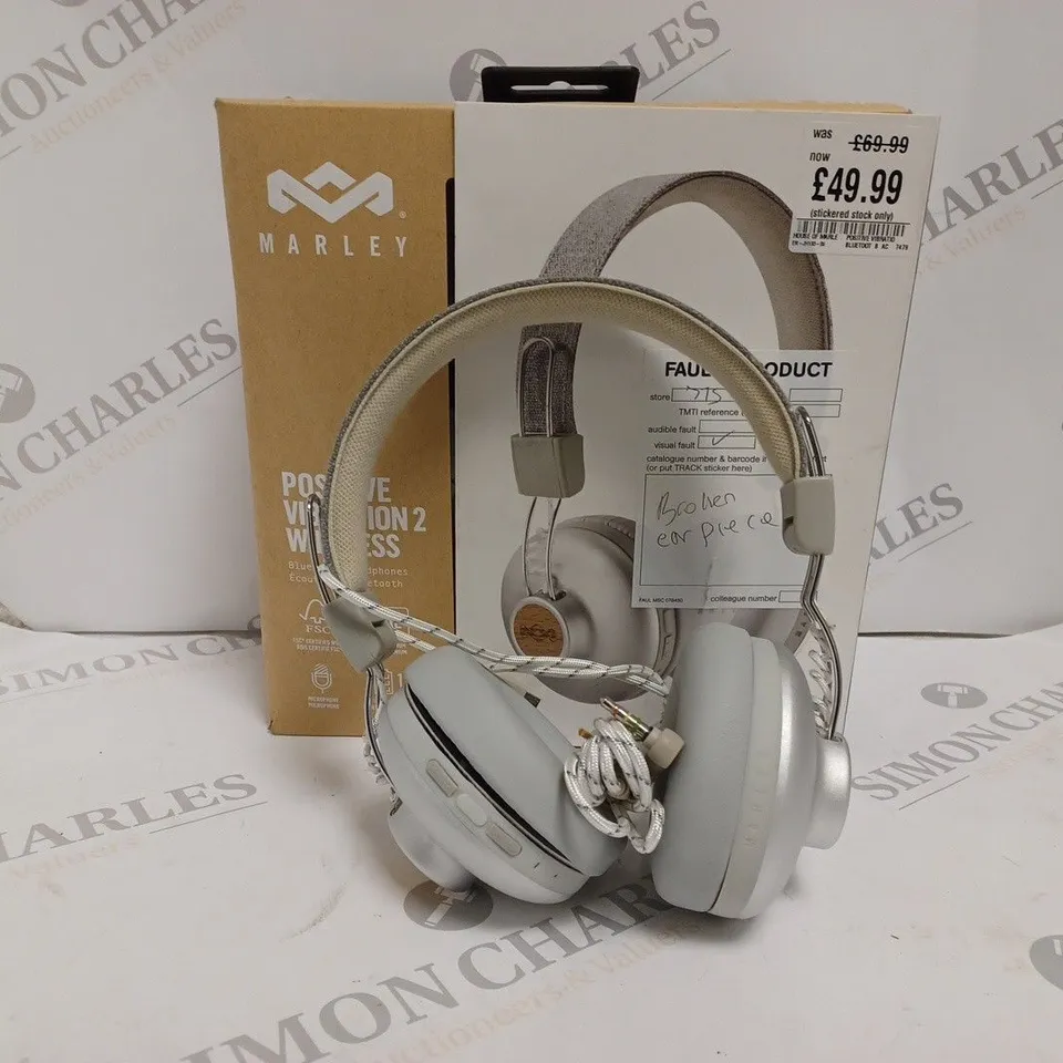 BOXED HOUSE OF MARLEY POSITIVE VIBRATIONS 2 WIRELESS BLUETOOTH HEADPHONES