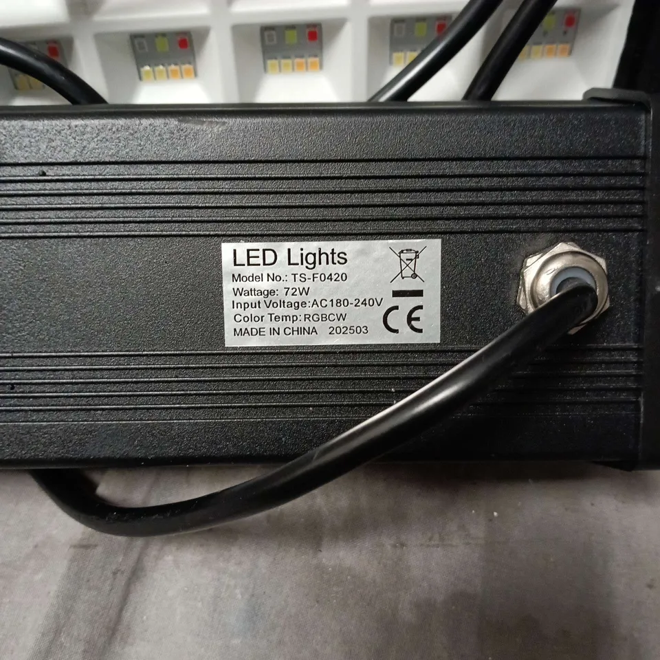 2 X LED LIGHTS TS-F0420, 72W RGB/CW, 180–240V AC, MADE IN CHINA