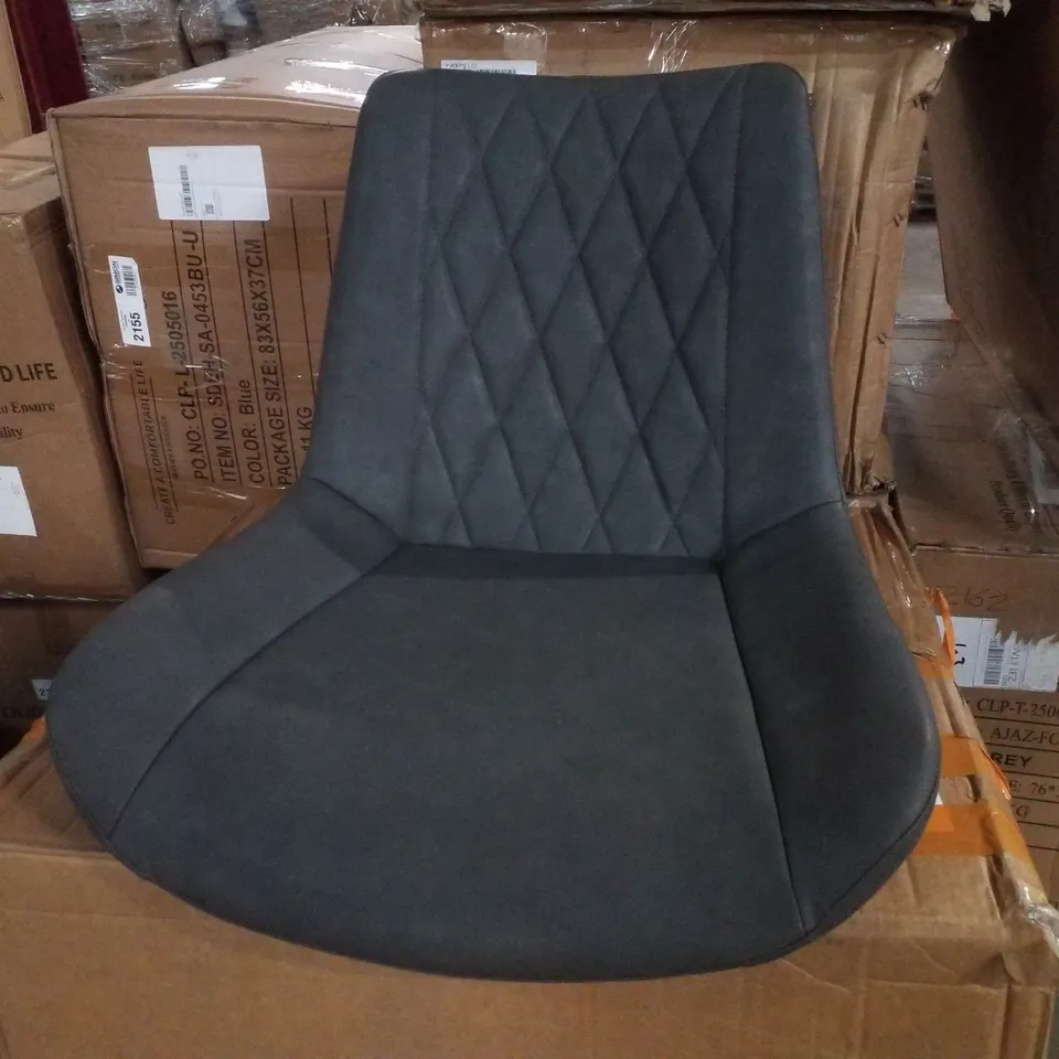 BOXED SET OF 2 GREY FAUX LEATHER DINING CHAIRS 