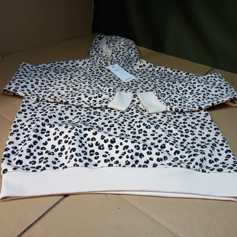 M&S CREAM/BLACK PRINT COTTON JNR HOODIE - AGE 12/13YRS