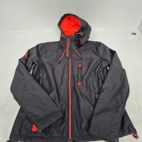 SUPERDRY KIDS ORIGINAL WINDTREKKER JACKET – LARGE – BLACK WITH PINK LINING