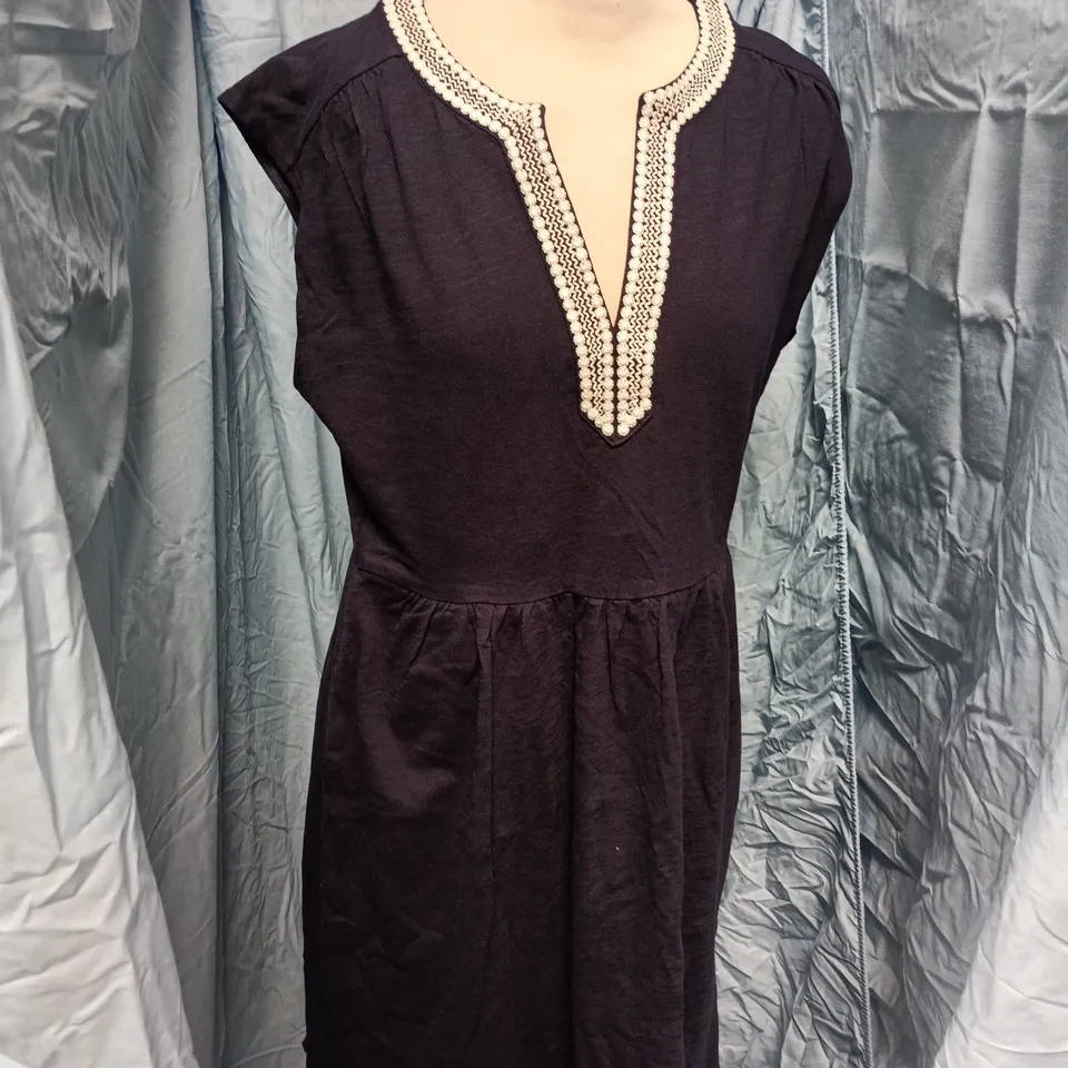 BODEN NAVY DRESS WITH BEADED NECKLINE, UK 12L (LONG)