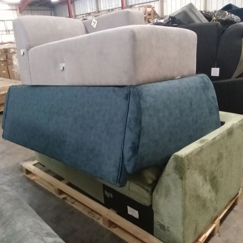 PALLET OF ASSORTED INCOMPLETE DESIGNER SOFA PARTS AND PIECES 