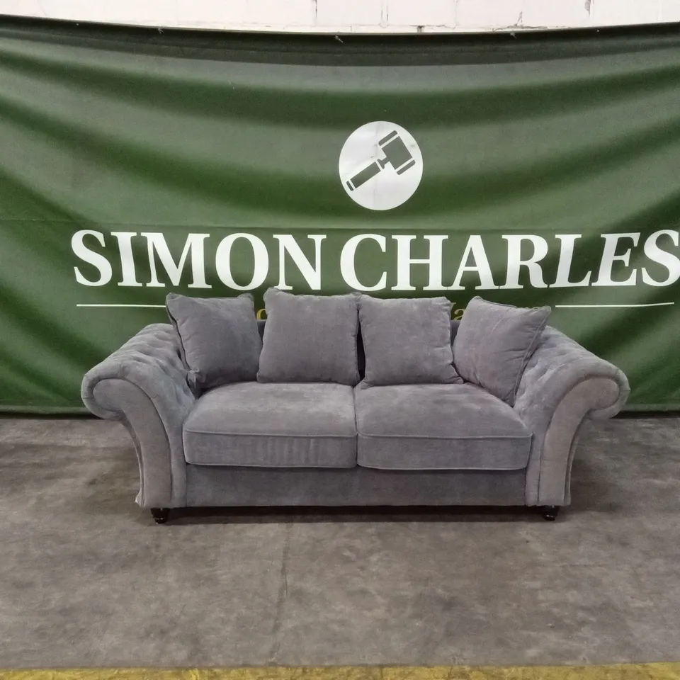 WINDSOR 3 SEATER FABRIC SCATTER BACK SOFA - GREY RRP £949