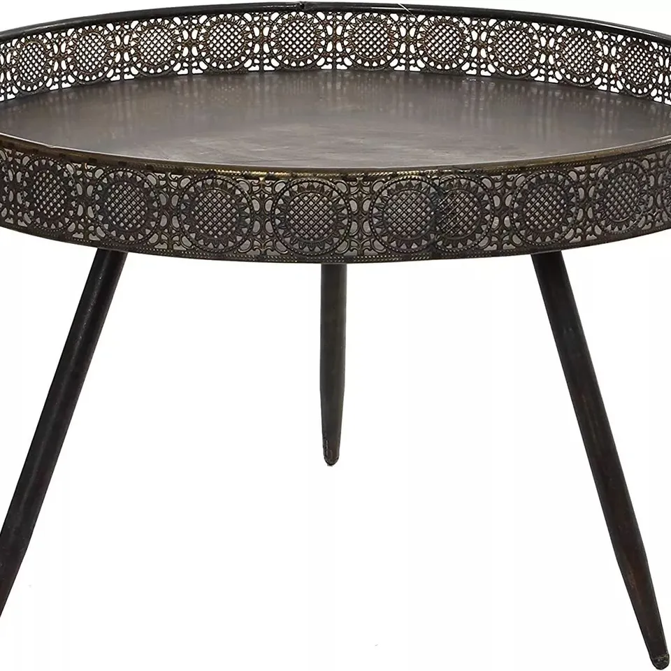 BOXED MICA DECORATIONS COFFEE, SIDE, END TABLE ROUND D70CM BRONZE