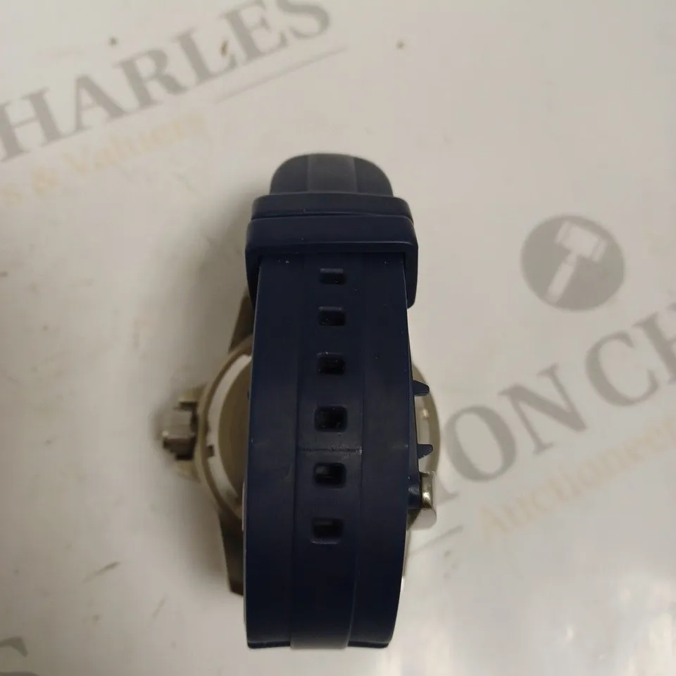 NUBEO AUTOMATIC STAINLESS STEEL WATCH WITH SILICONE STRAP NAVY