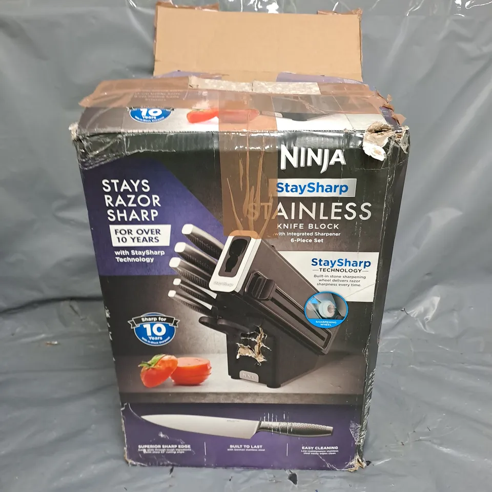 BOXED NINJA STAY SHARP KNIFE BLOCK & KNIVES 