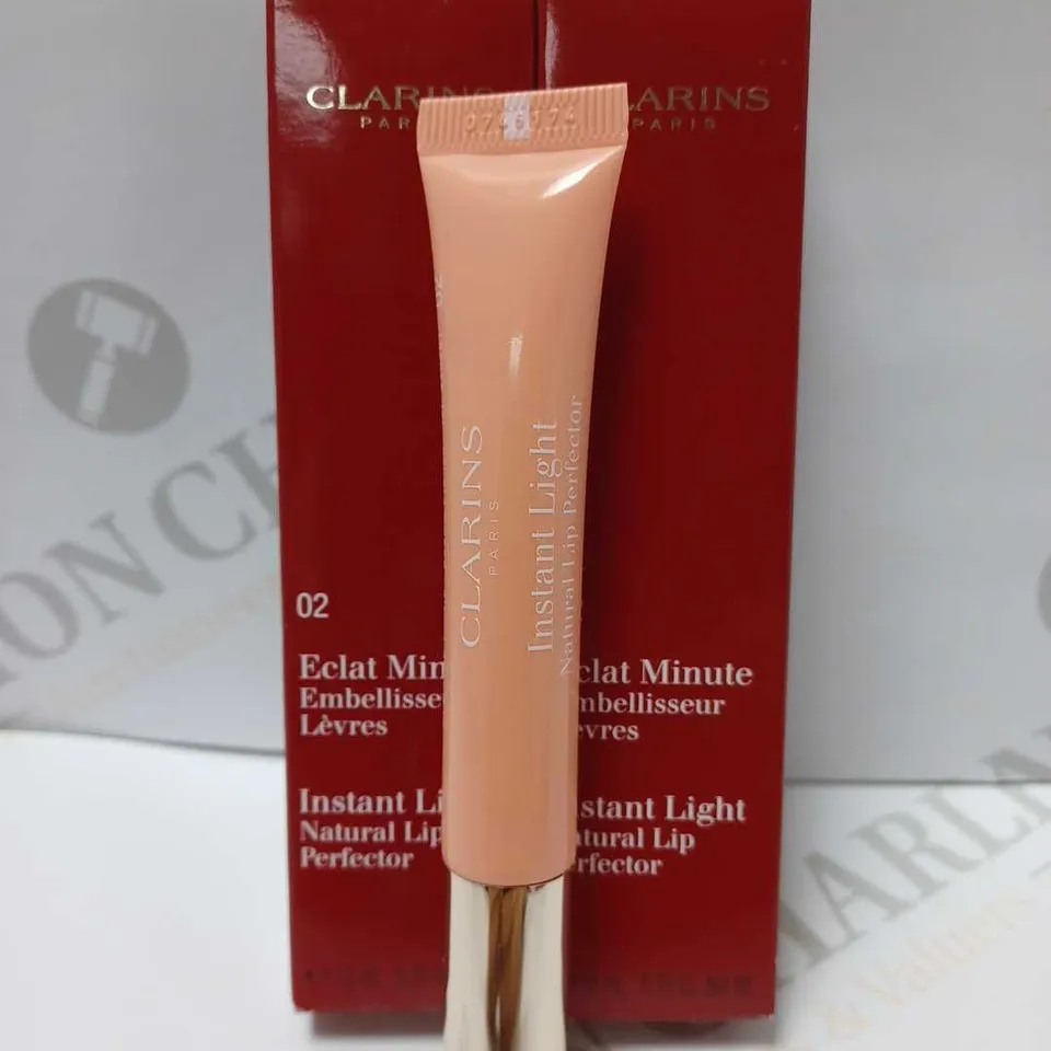 LOT OF 2 CLARINS INSTANT LIGHT NATURAL LIP PERFECTOR - #02 APRICOT SHIMMER