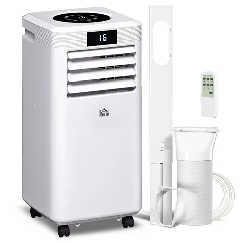 BOXED HOMCOM 10000 BTU AIR CONDITIONING UNIT, 3-IN-1 PORTABLE AIR CONDITIONER, DEHUMIDIFIER, COOLING FAN WITH REMOTE CONTROL, DIGITAL DISPLAY, 2 SPEEDS, 24H TIMER, WINDOW VENTING KIT, 22M