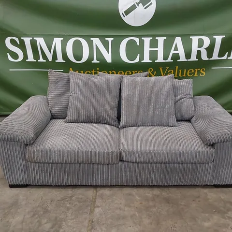 QUALITY DESIGNER 3 SEATER FABRIC UPHOLSTERED SOFA - GREY