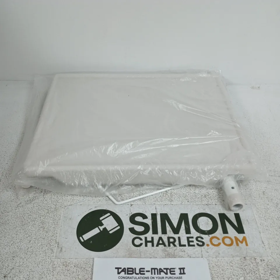 TABLE-MATE II FOLDING TABLE STAND – WHITE, IN PACKAGING